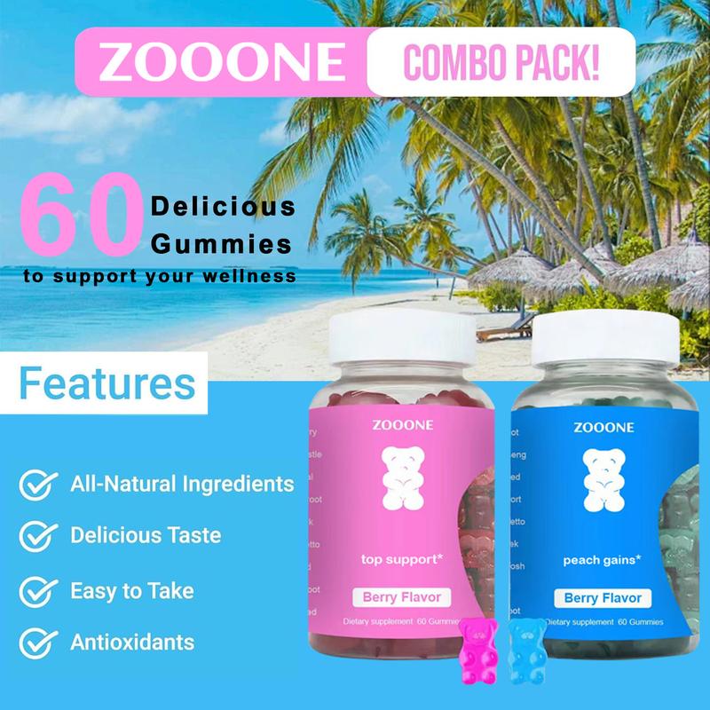 [Compre 1 y obtenga 2] Paquete combinado de gomitas ZOOONE: gomitas con el mejor soporte y Peach Gains